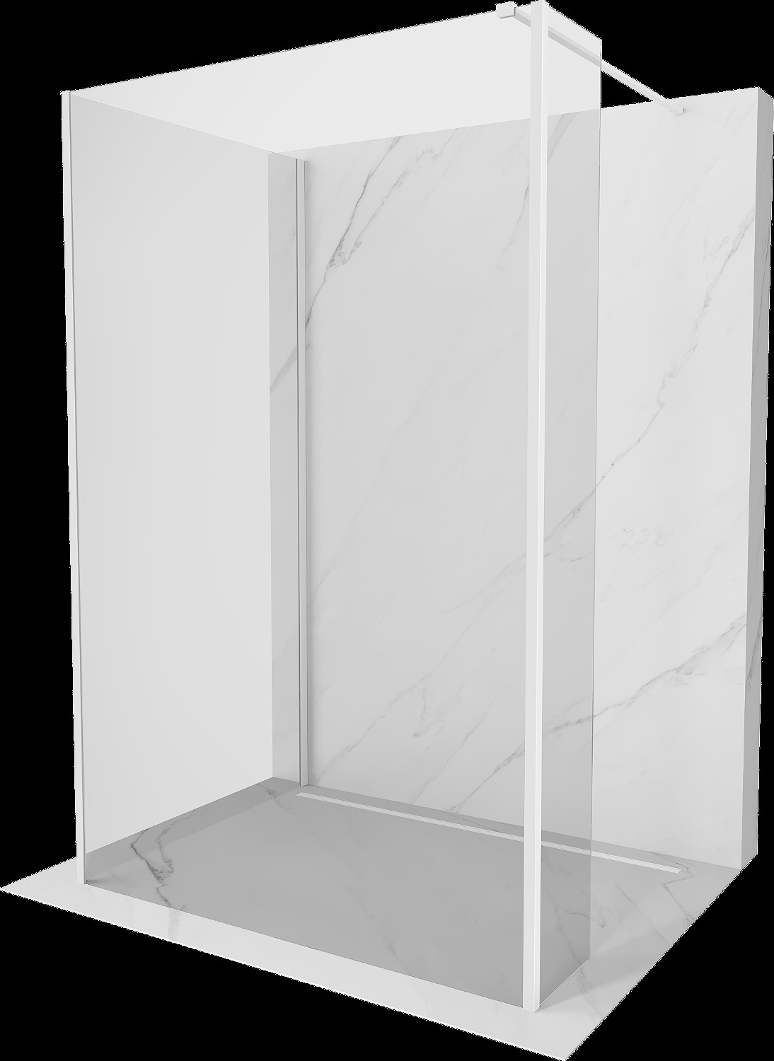 Mexen Kioto ścianka prysznicowa Walk-in 130 x 70 x 30 cm, transparent, biała - 800-130-070-221-20-00-030