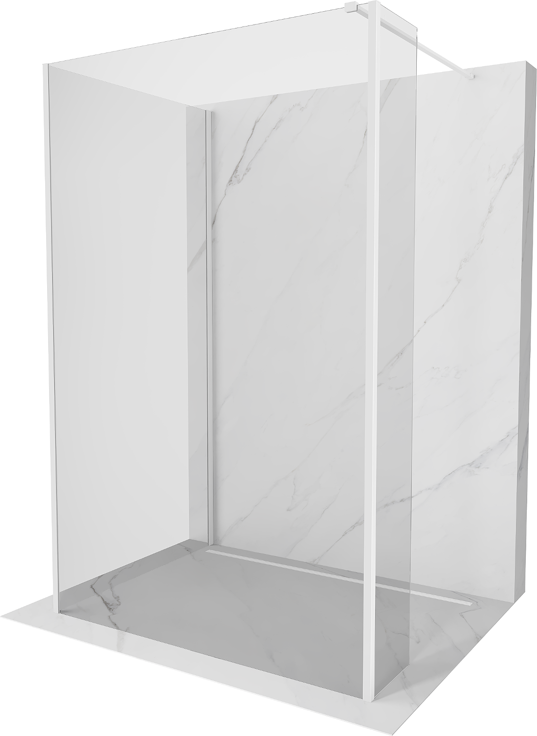 Mexen Kioto ścianka prysznicowa Walk-in 140 x 100 x 30 cm, transparent, biała - 800-140-100-221-20-00-030