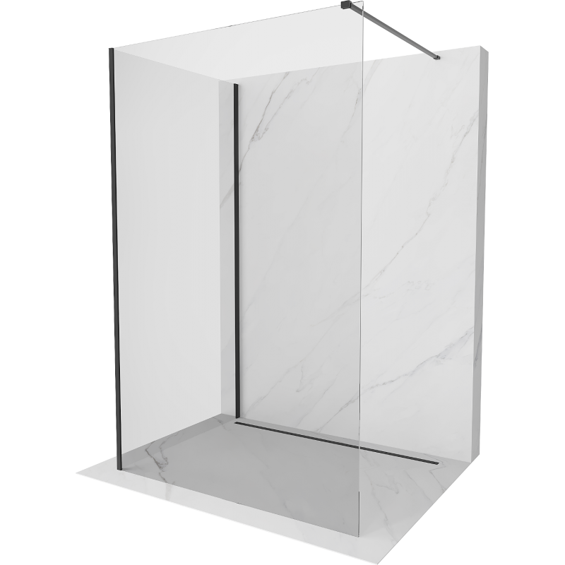 Mexen Kioto ścianka prysznicowa Walk-in 130 x 85 cm, transparent, czarna - 800-130-212-70-00-085