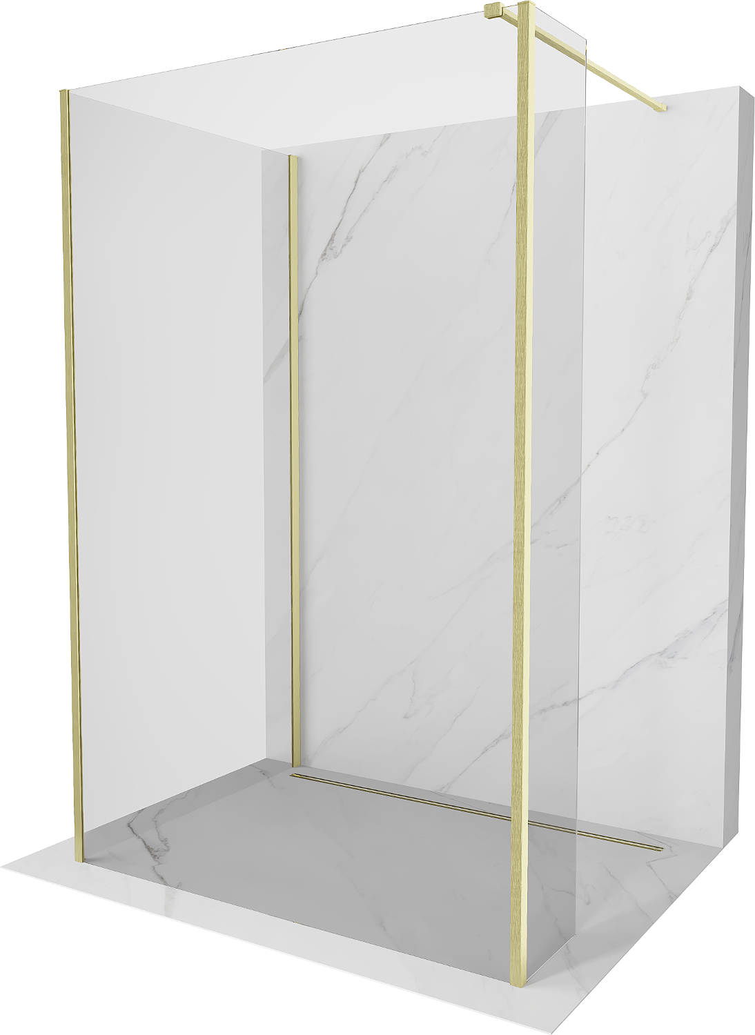 Mexen Kioto ścianka prysznicowa Walk-in 130 x 80 x 30 cm, transparent, złota szczotkowana - 800-130-080-221-55-00-030