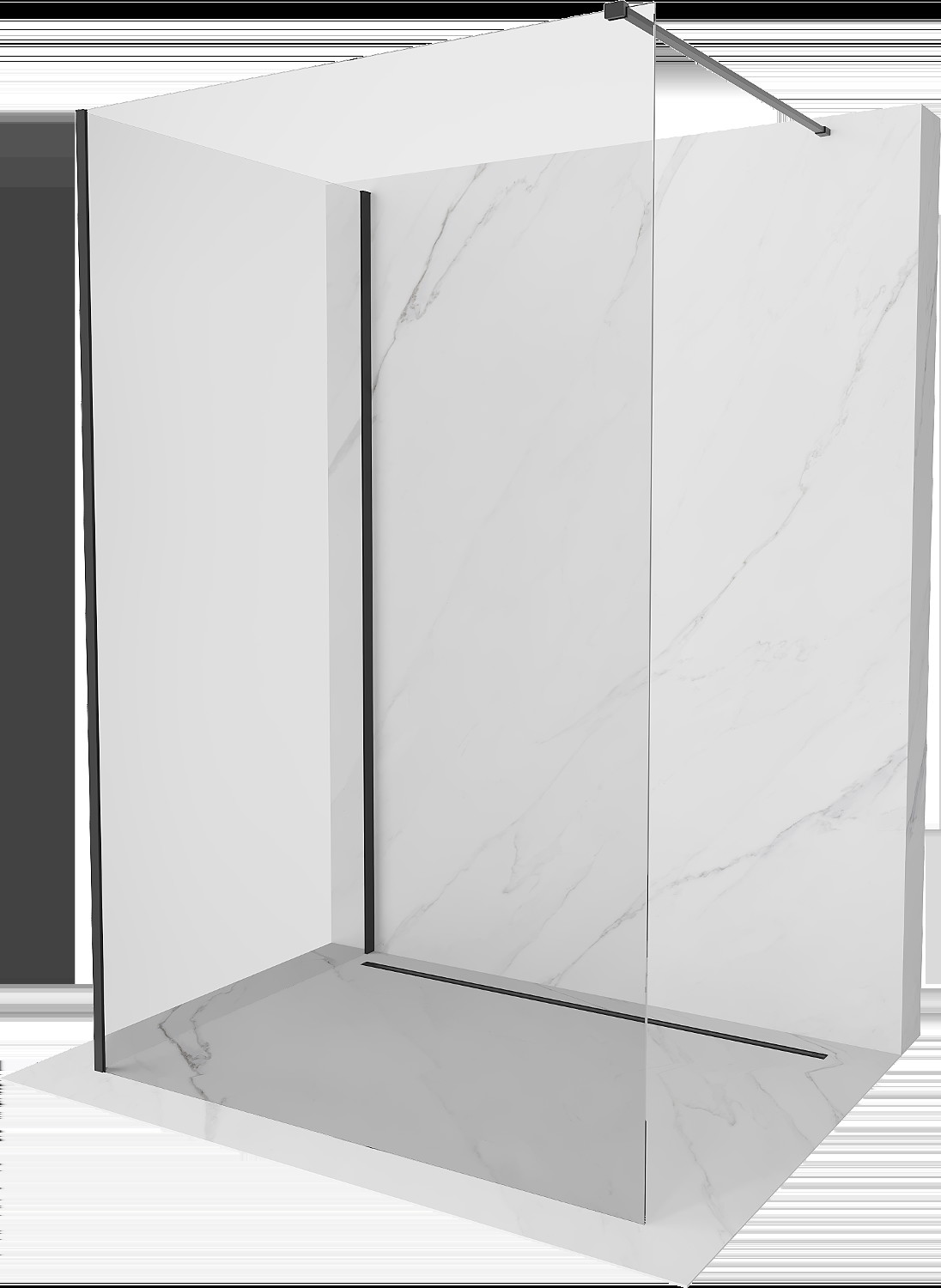 Mexen Kioto ścianka prysznicowa Walk-in 135 x 120 cm, transparent, czarna - 800-135-212-70-00-120