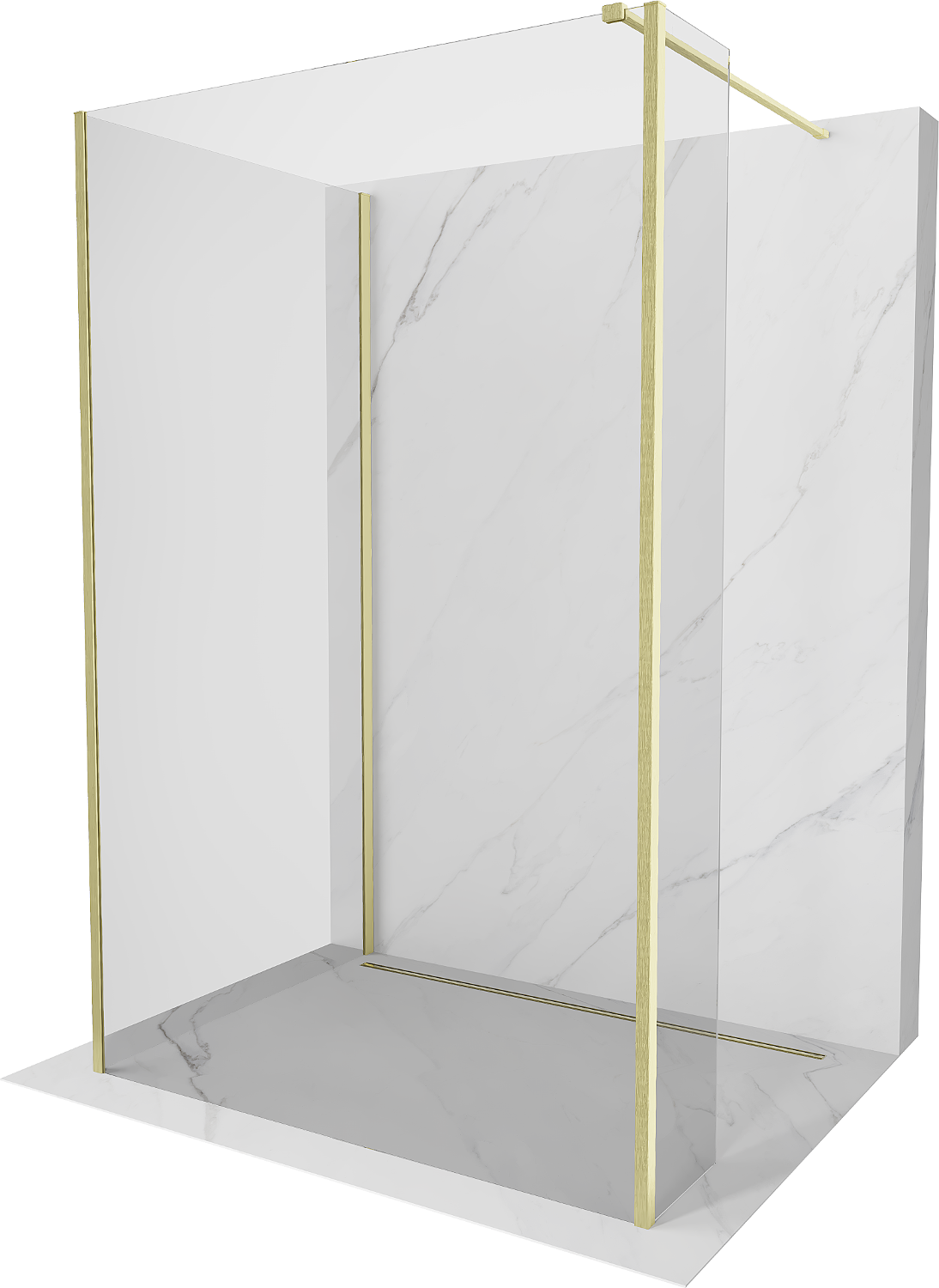 Mexen Kioto ścianka prysznicowa Walk-in 100 x 75 x 40 cm, transparent, złota szczotkowana - 800-100-075-221-55-00-040