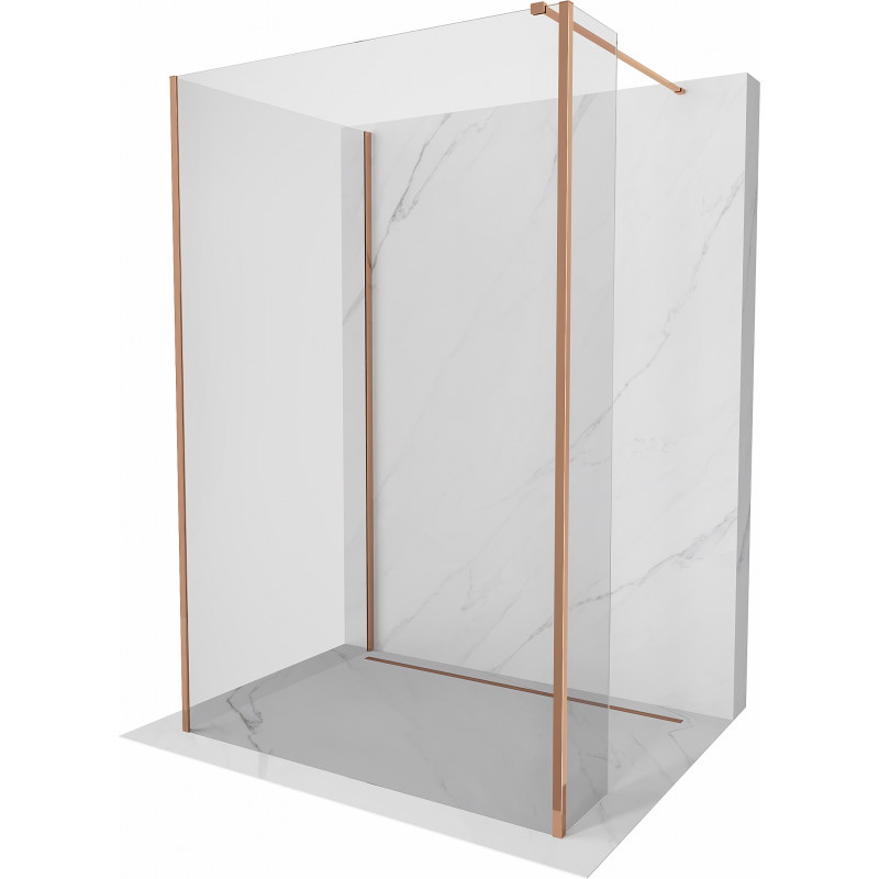 Mexen Kioto ścianka prysznicowa Walk-in 125 x 70 x 30 cm, transparent, różowe złoto - 800-125-070-221-60-00-030