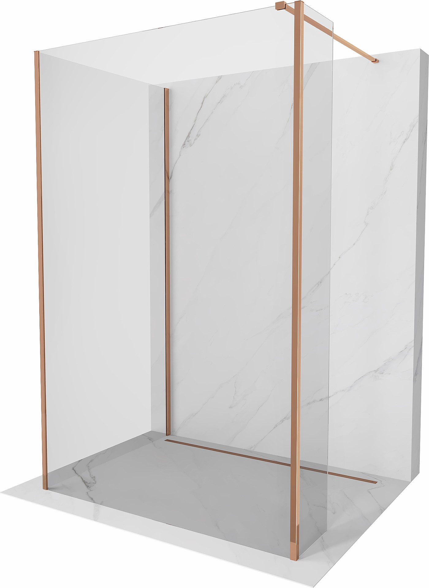 Mexen Kioto ścianka prysznicowa Walk-in 125 x 70 x 30 cm, transparent, różowe złoto - 800-125-070-221-60-00-030