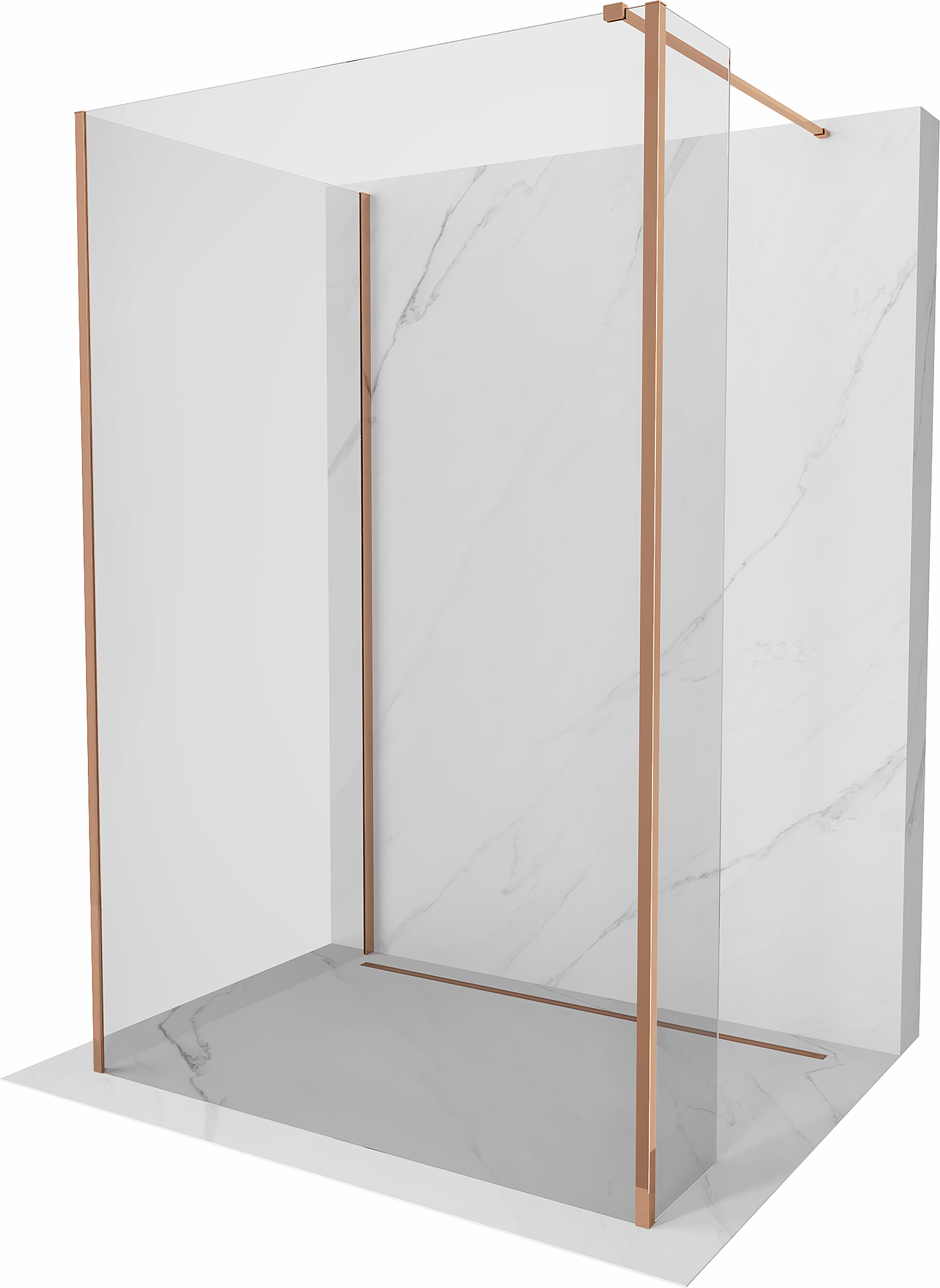 Mexen Kioto ścianka prysznicowa Walk-in 135 x 70 x 30 cm, transparent, różowe złoto - 800-135-070-221-60-00-030