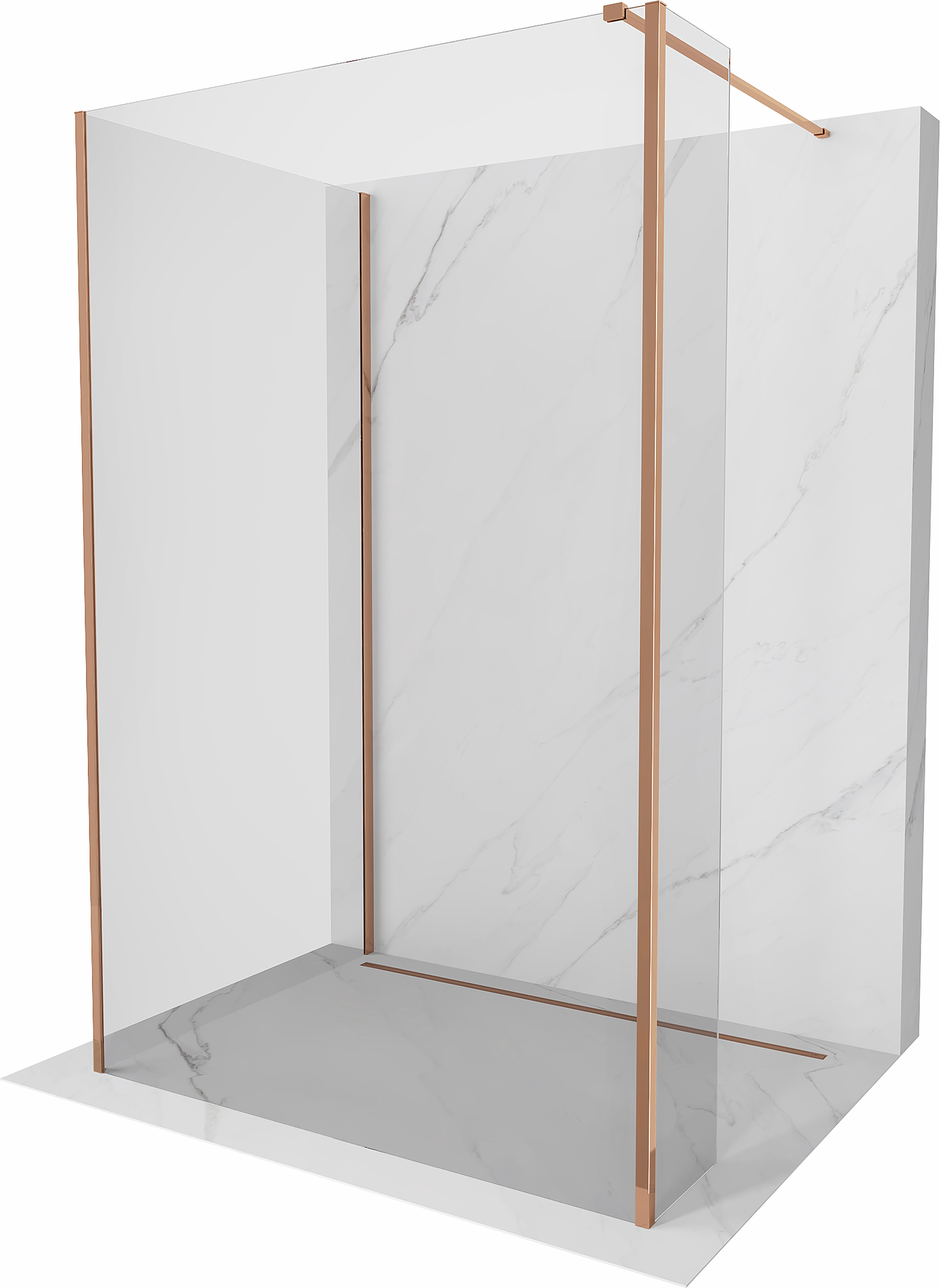 Mexen Kioto ścianka prysznicowa Walk-in 140 x 85 x 30 cm, transparent, różowe złoto - 800-140-085-221-60-00-030