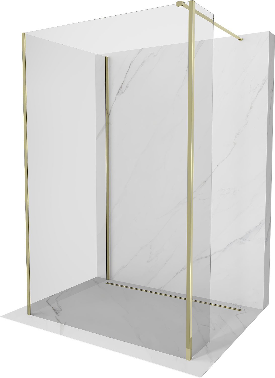 Mexen Kioto ścianka prysznicowa Walk-in 100 x 70 x 30 cm, transparent, złota - 800-100-070-221-50-00-030