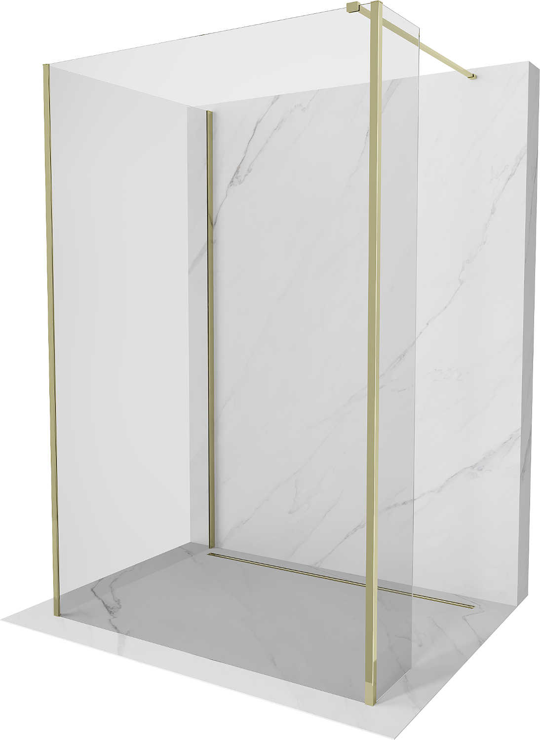Mexen Kioto ścianka prysznicowa Walk-in 90 x 75 x 30 cm, transparent, złota - 800-090-075-221-50-00-030