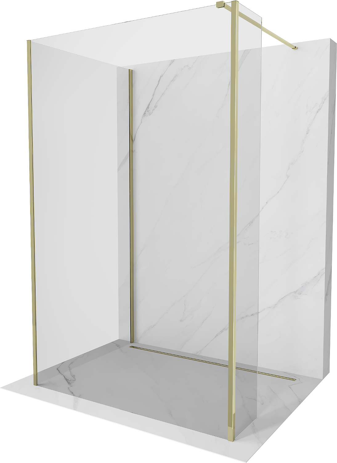 Mexen Kioto ścianka prysznicowa Walk-in 110 x 75 x 30 cm, transparent, złota - 800-110-075-221-50-00-030