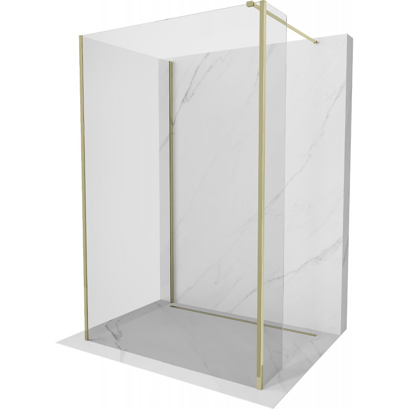 Mexen Kioto ścianka prysznicowa Walk-in 120 x 80 x 30 cm, transparent, złota - 800-120-080-221-50-00-030