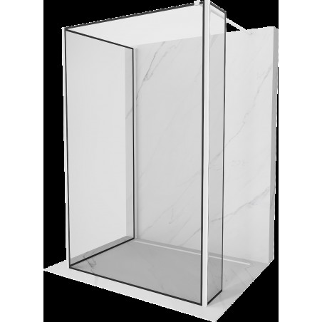 Mexen Kioto ścianka prysznicowa Walk-in 90 x 80 x 30 cm, czarny wzór, biała - 800-090-080-221-20-70-030