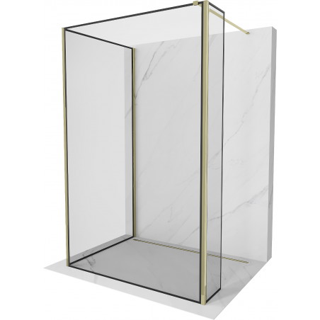 Mexen Kioto ścianka prysznicowa Walk-in 130 x 100 x 30 cm, czarny wzór, złota - 800-130-100-221-50-70-030