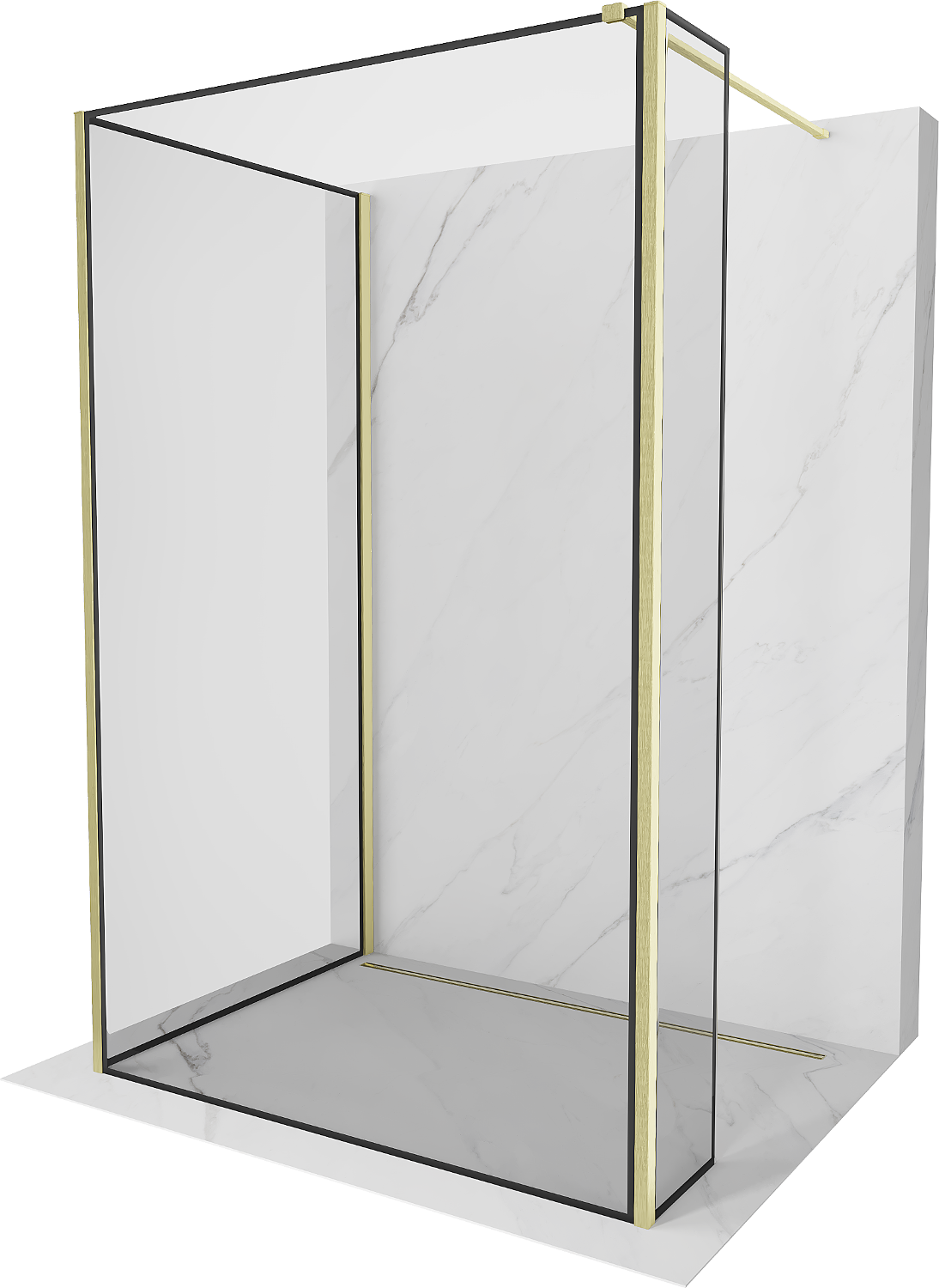 Mexen Kioto ścianka prysznicowa Walk-in 110 x 100 x 40 cm, czarny wzór, złota szczotkowana - 800-110-100-221-55-70-040