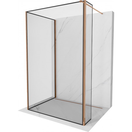 Mexen Kioto ścianka prysznicowa Walk-in 120 x 70 x 30 cm, czarny wzór, różowe złoto - 800-120-070-221-60-70-030