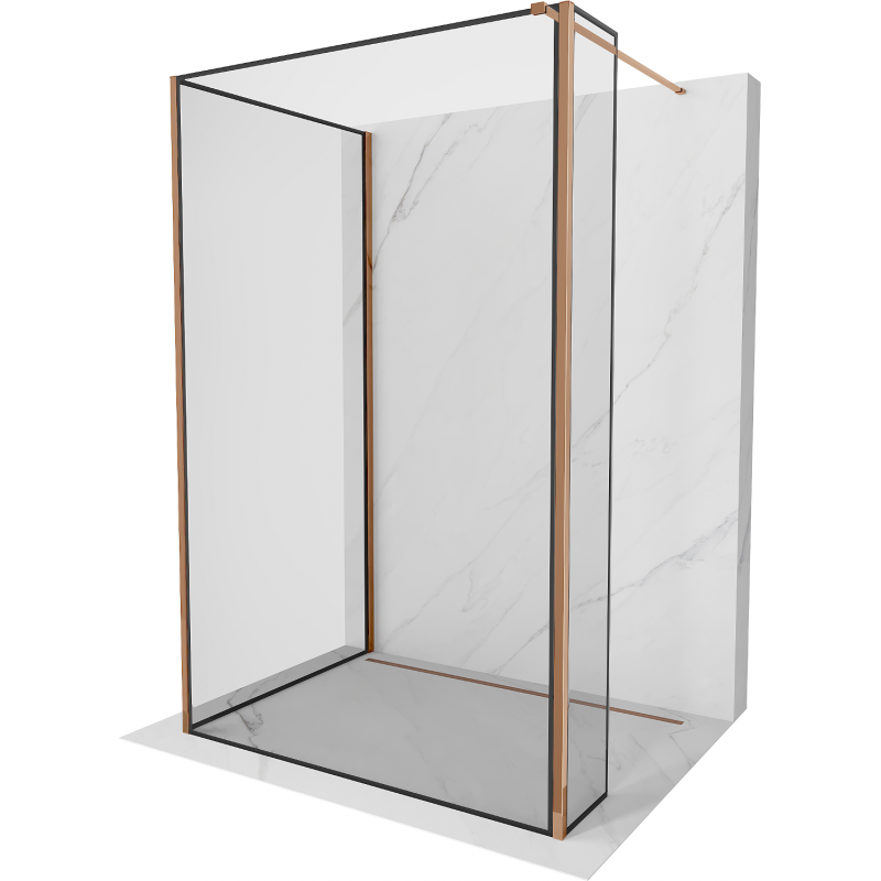 Mexen Kioto ścianka prysznicowa Walk-in 120 x 80 x 30 cm, czarny wzór, różowe złoto - 800-120-080-221-60-70-030