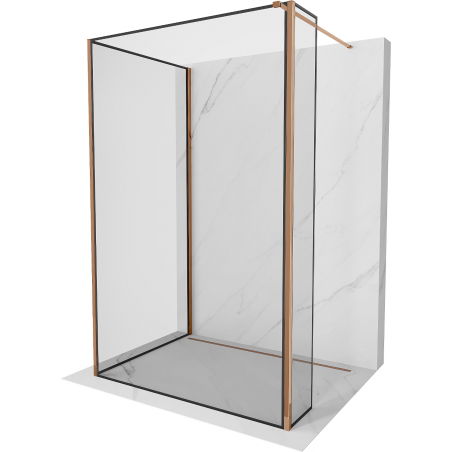 Mexen Kioto ścianka prysznicowa Walk-in 120 x 80 x 30 cm, czarny wzór, różowe złoto - 800-120-080-221-60-70-030