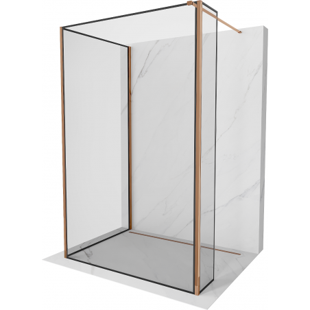 Mexen Kioto ścianka prysznicowa Walk-in 140 x 110 x 30 cm, czarny wzór, różowe złoto - 800-140-110-221-60-70-030