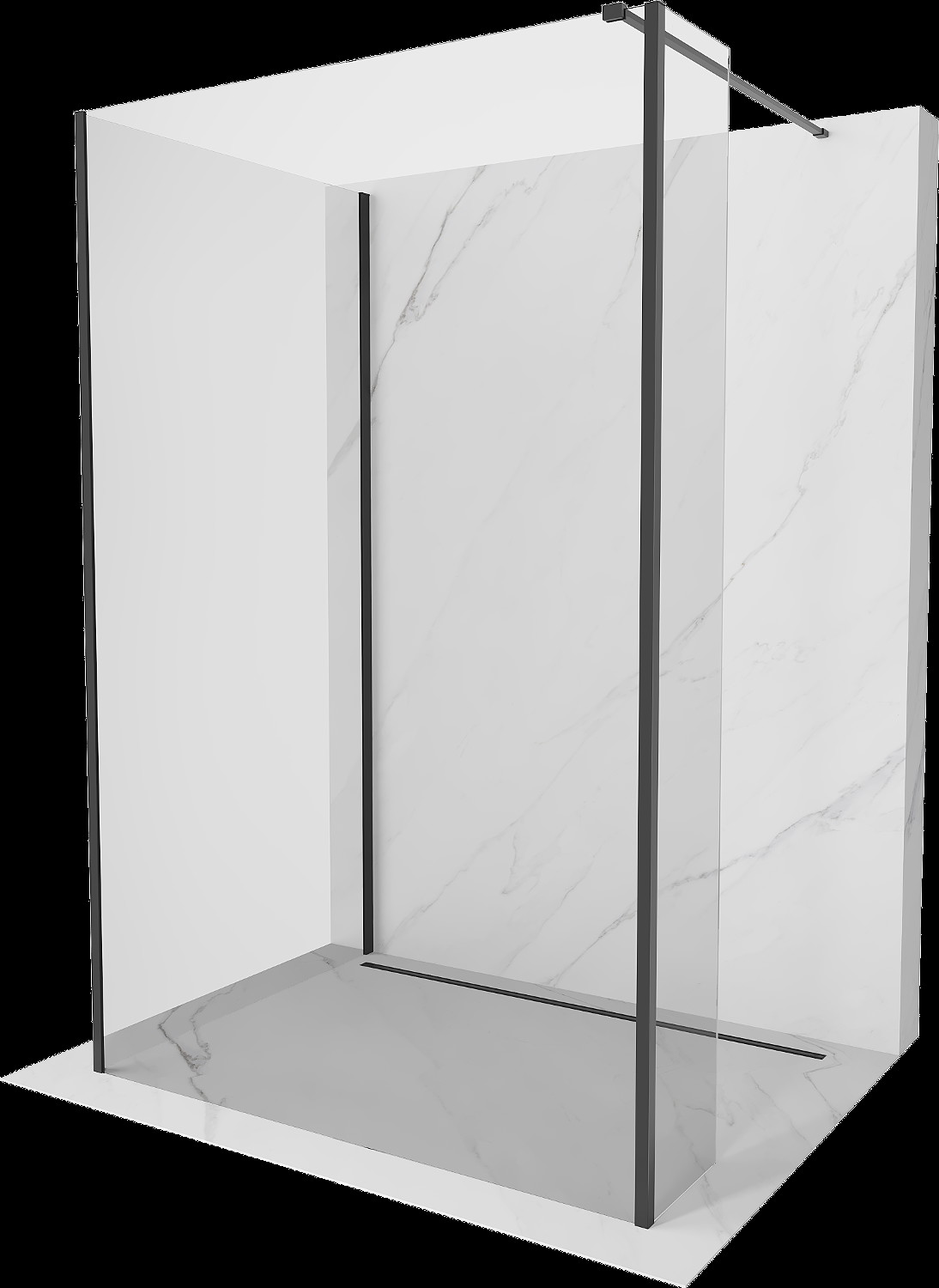 Mexen Kioto ścianka prysznicowa Walk-in 90 x 70 x 30 cm, transparent, czarna - 800-090-070-221-70-00-030