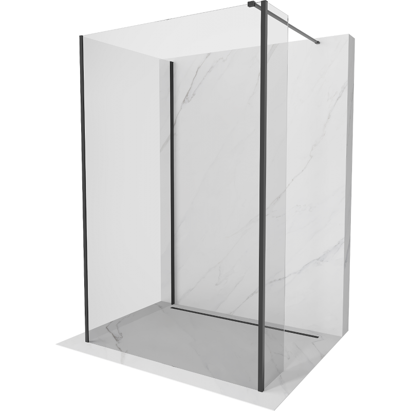 Mexen Kioto ścianka prysznicowa Walk-in 120 x 70 x 30 cm, transparent, czarna - 800-120-070-221-70-00-030