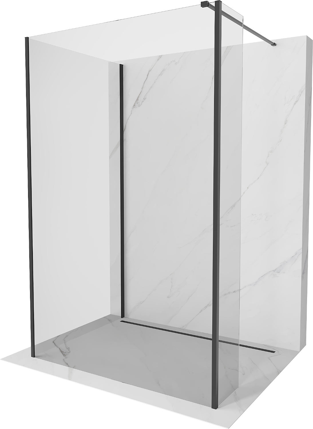 Mexen Kioto ścianka prysznicowa Walk-in 120 x 70 x 30 cm, transparent, czarna - 800-120-070-221-70-00-030