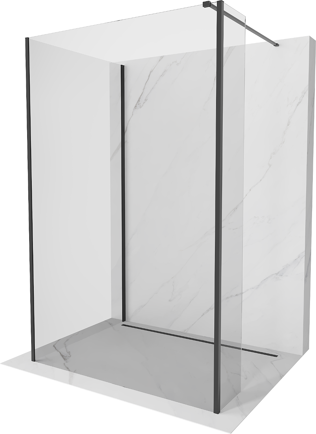 Mexen Kioto ścianka prysznicowa Walk-in 95 x 90 x 30 cm, transparent, czarna - 800-095-090-221-70-00-030