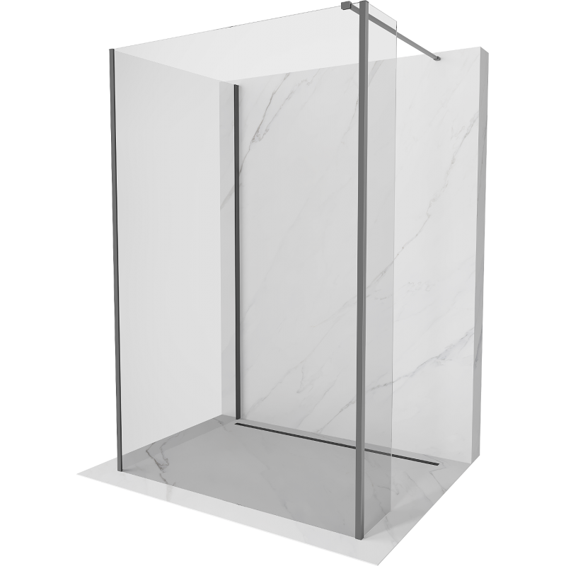 Mexen Kioto ścianka prysznicowa Walk-in 130 x 70 x 30 cm, transparent, gun metal - 800-130-070-221-95-00-030