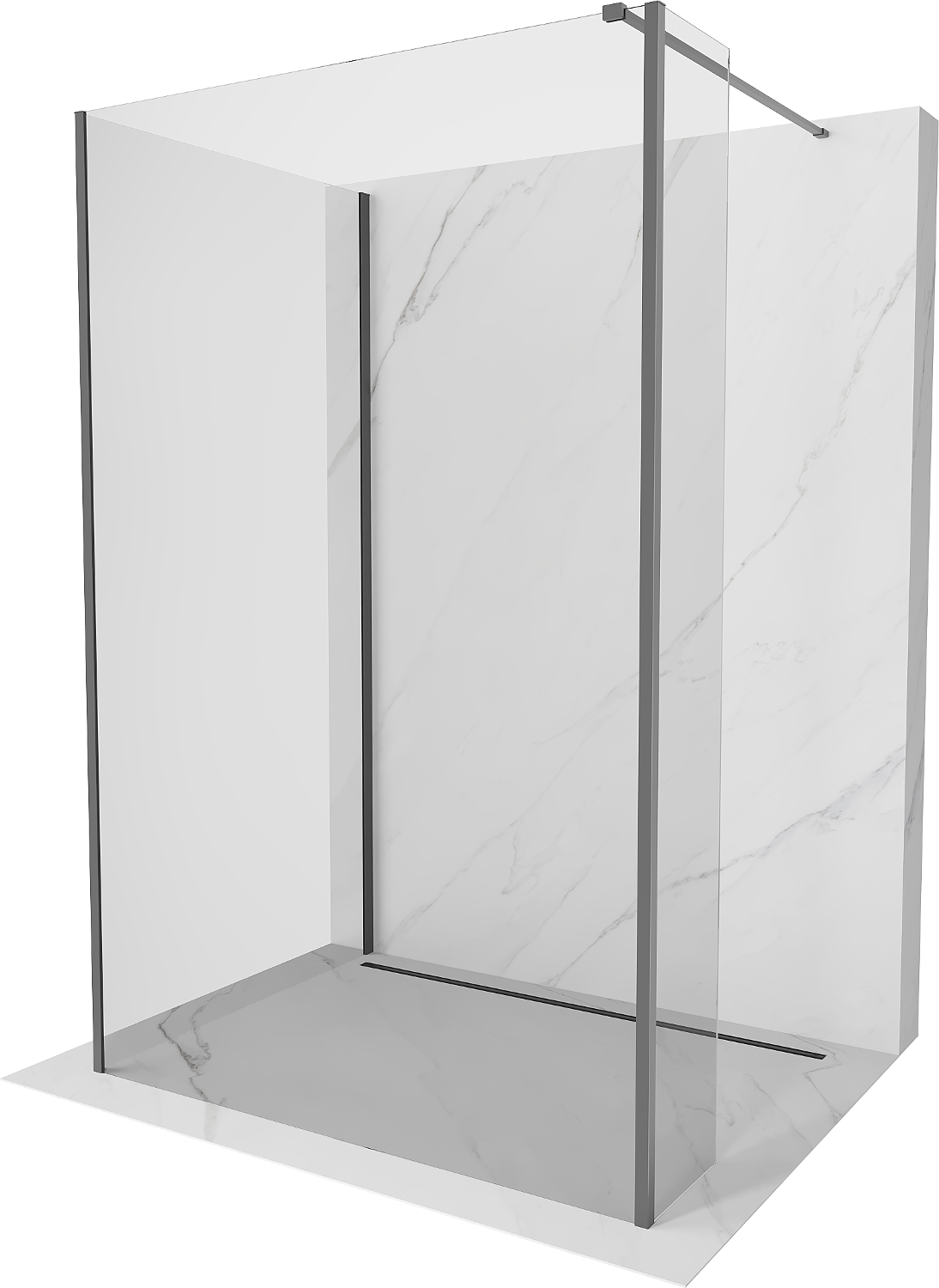 Mexen Kioto ścianka prysznicowa Walk-in 120 x 80 x 30 cm, transparent, gun metal - 800-120-080-221-95-00-030