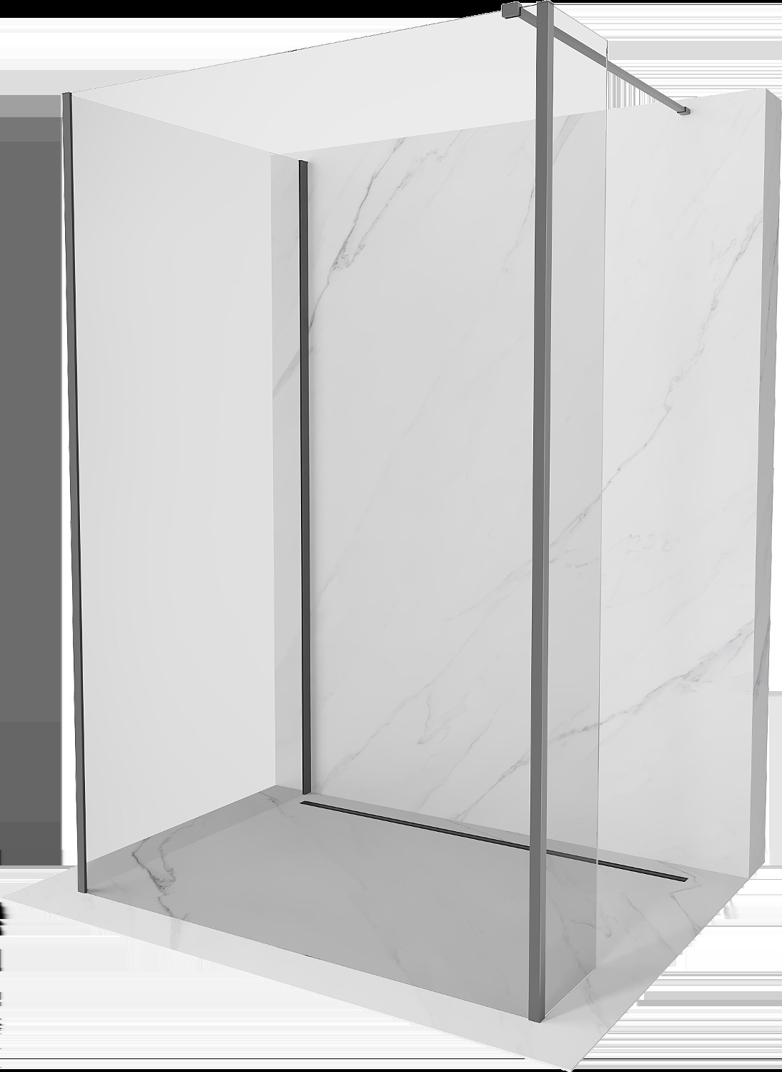 Mexen Kioto ścianka prysznicowa Walk-in 100 x 70 x 40 cm, transparent, gun metal - 800-100-070-221-95-00-040