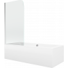 Mexen Cube wanna prostokątna 180 x 80 cm z obudową i parawanem 1-skrzydłowym 70 cm, transparent, chrom - 550518080X9007010100
