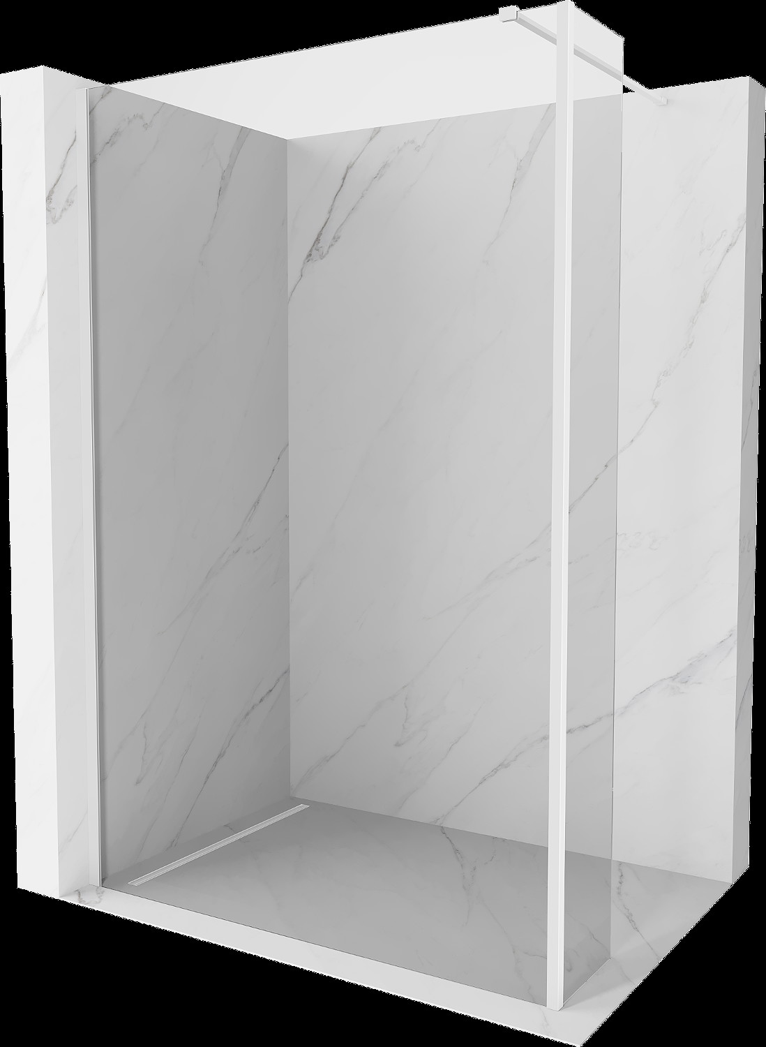 Mexen Kioto ścianka prysznicowa Walk-in 105 x 30 cm, transparent, biała - 800-105-212-20-00-030