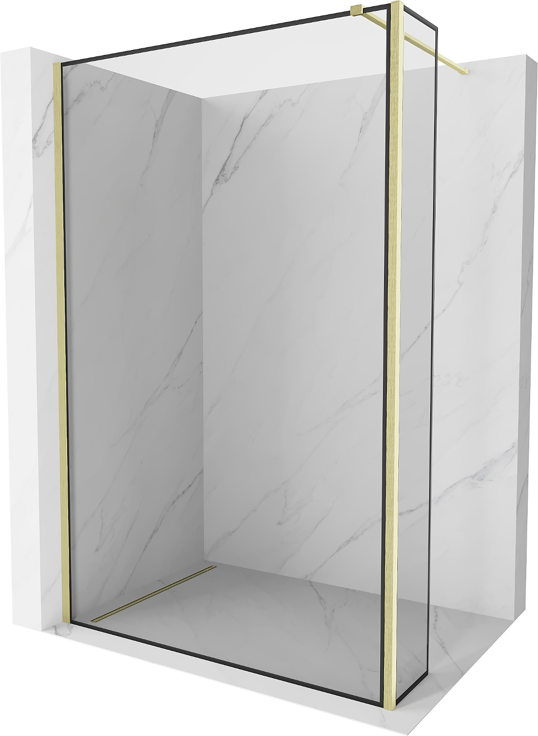Mexen Kioto ścianka prysznicowa Walk-in 140 x 40 cm, czarny wzór, złota szczotkowana - 800-140-212-55-70-040