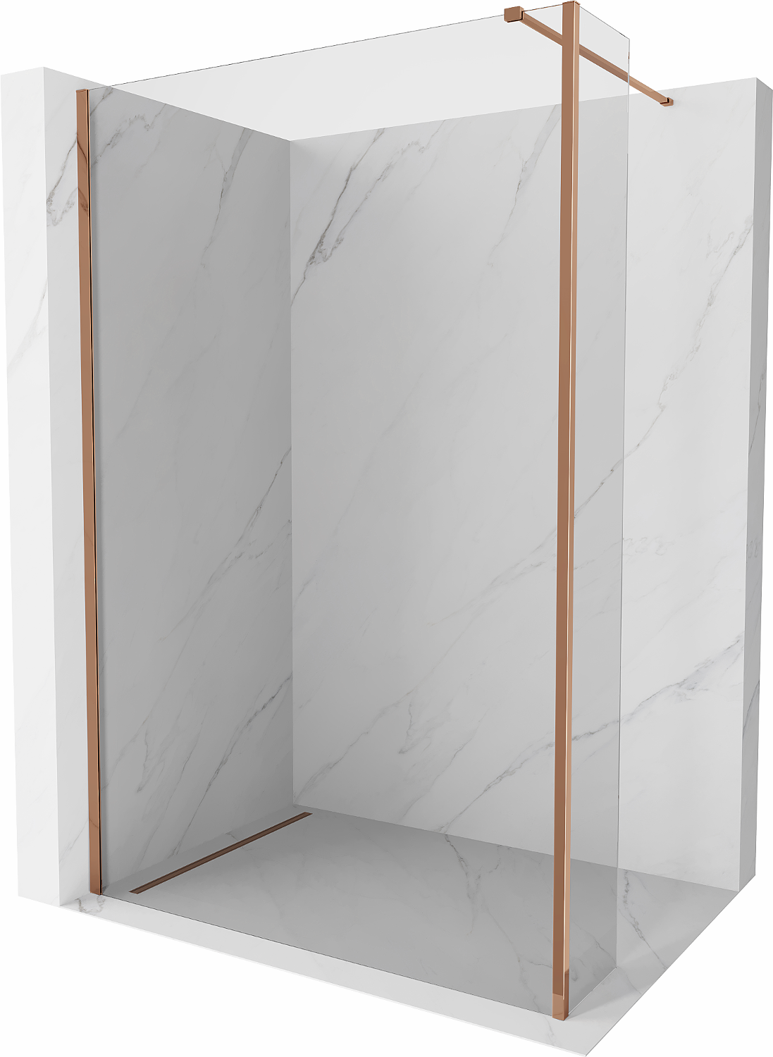 Mexen Kioto ścianka prysznicowa Walk-in 95 x 30 cm, transparent, różowe złoto - 800-095-212-60-00-030