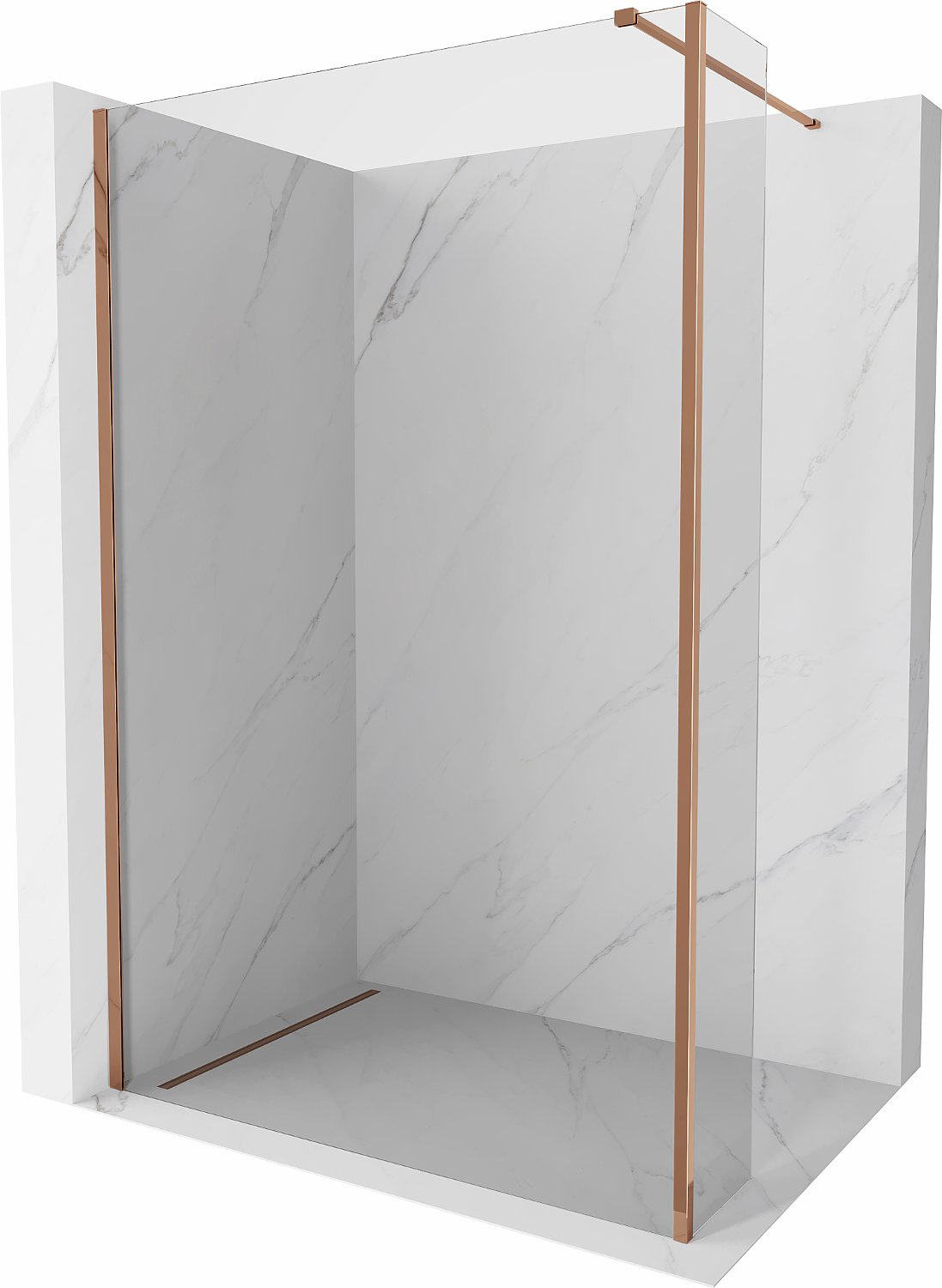 Mexen Kioto ścianka prysznicowa Walk-in 170 x 40 cm, transparent, różowe złoto - 800-170-212-60-00-040