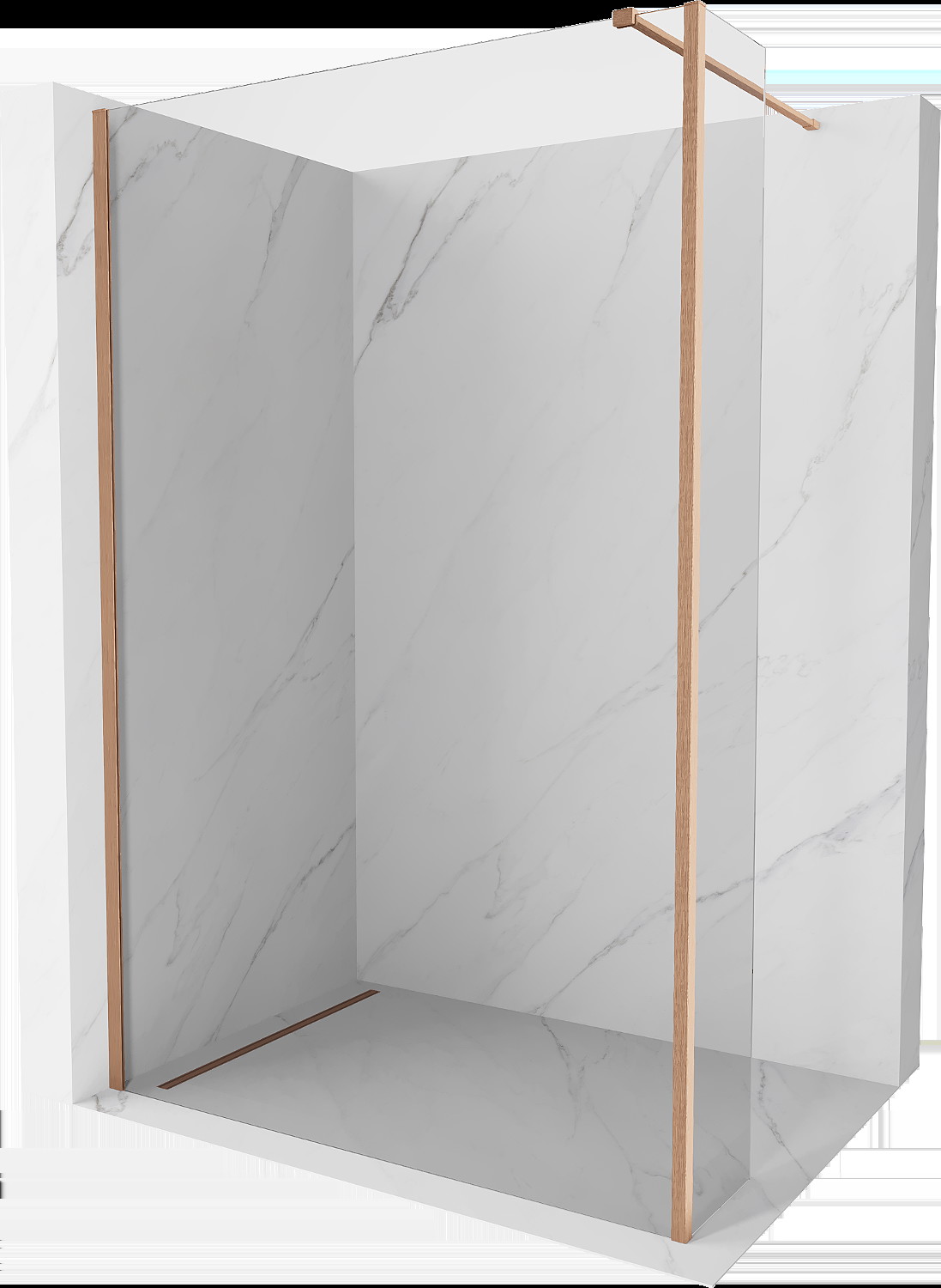 Mexen Kioto ścianka prysznicowa Walk-in 90 x 30 cm, transparent, miedź szczotkowana - 800-090-212-65-00-030