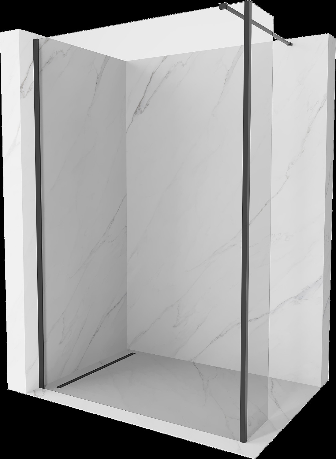 Mexen Kioto ścianka prysznicowa Walk-in 90 x 30 cm, transparent, czarna - 800-090-212-70-00-030