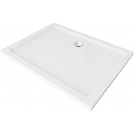 Mexen Flat brodzik prostokątny slim 130 x 100 cm, biały, syfon chrom - 40101013