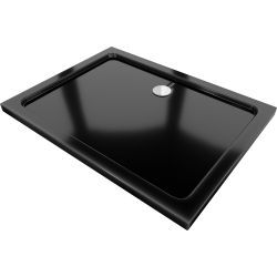 Mexen Flat brodzik prostokątny slim 120 x 80 cm, czarny, syfon chrom - 40708012