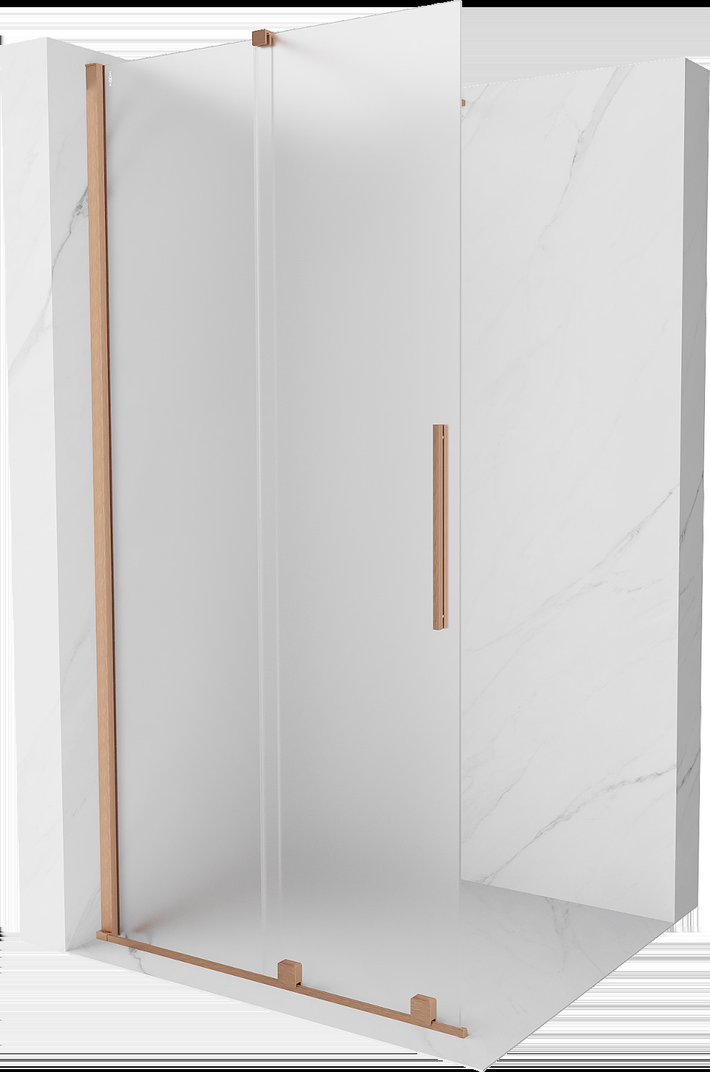 Mexen Velar ścianka prysznicowa rozsuwana Walk-in 70 x 200 cm, szron 8 mm, miedź szczotkowana - 871-070-000-33-65