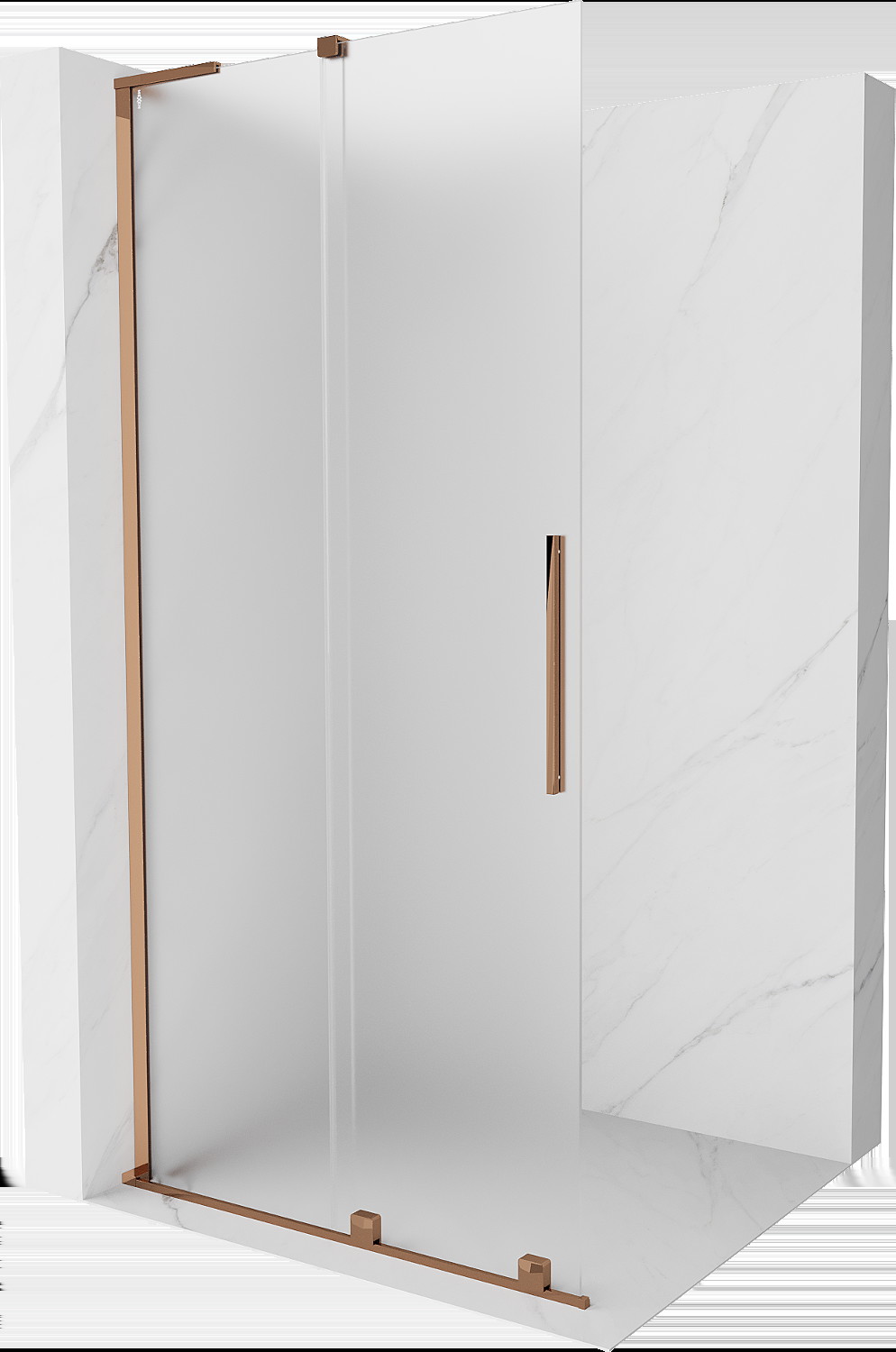 Mexen Velar L ścianka prysznicowa rozsuwana Walk-in 90 x 200 cm, szron 8 mm, różowe złoto - 871-090-003-33-60