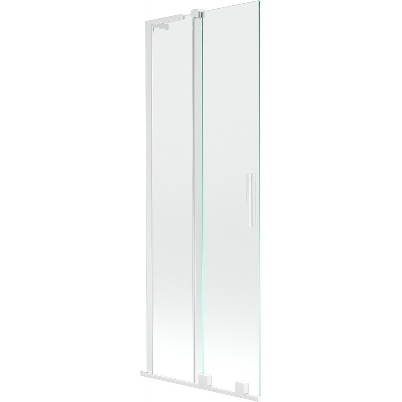 Mexen Velar L parawan nawannowy 2-skrzydłowy rozsuwany 70 x 150 cm, transparent, biały - 896-070-003-01-20