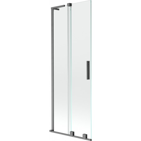 Mexen Velar L parawan nawannowy 2-skrzydłowy rozsuwany 75 x 150 cm, transparent, gun gray szczotkowany - 896-075-003-01-66