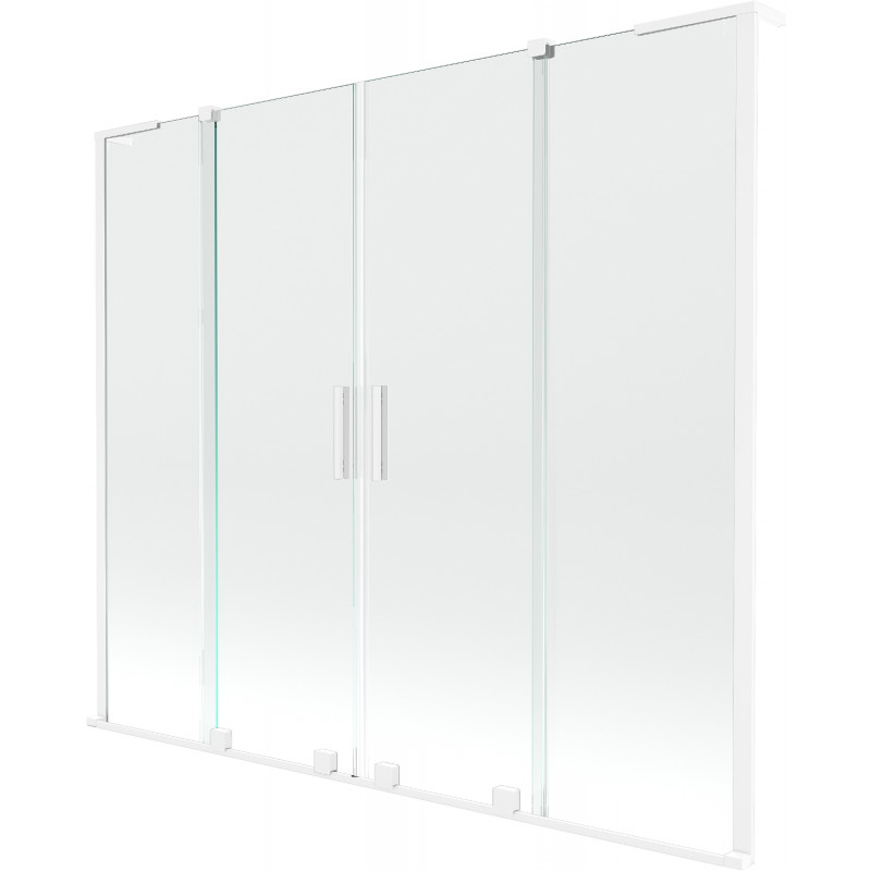 Mexen Velar L Duo parawan nawannowy 2-skrzydłowy rozsuwany 180 x 150 cm, transparent, biały - 896-180-003-02-20