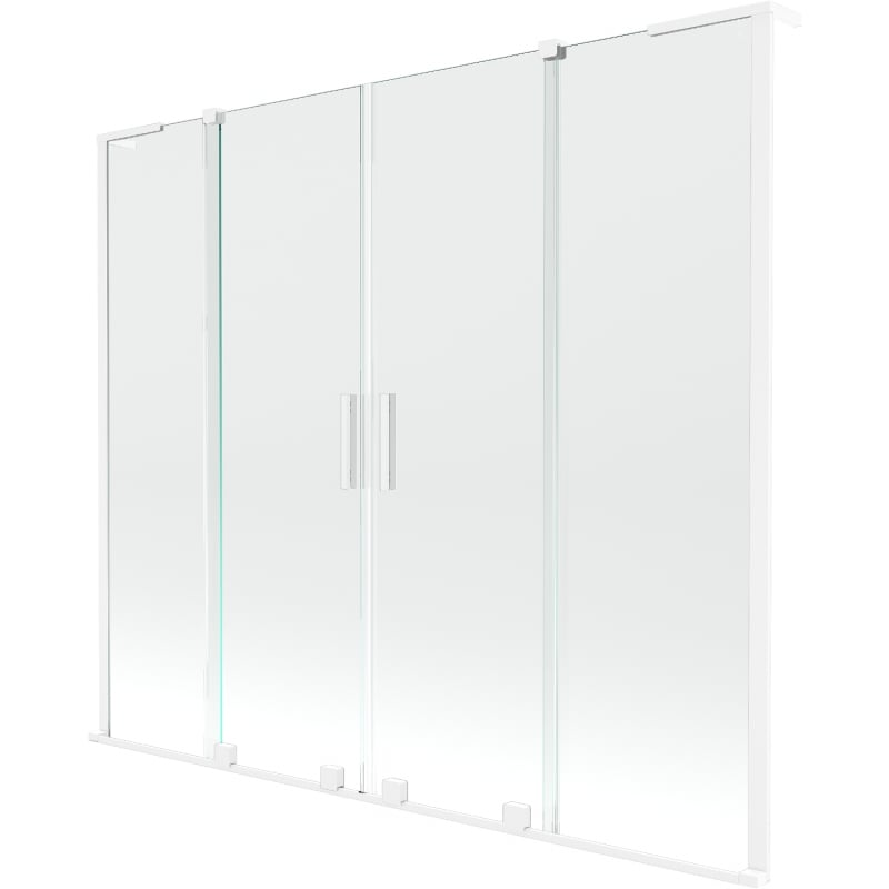 Mexen Velar L Duo parawan nawannowy 2-skrzydłowy rozsuwany 170 x 150 cm, transparent, biały - 896-170-003-02-20