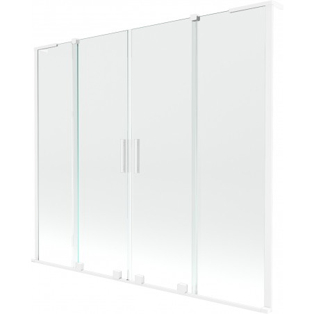 Mexen Velar L Duo parawan nawannowy 2-skrzydłowy rozsuwany 170 x 150 cm, transparent, biały - 896-170-003-02-20