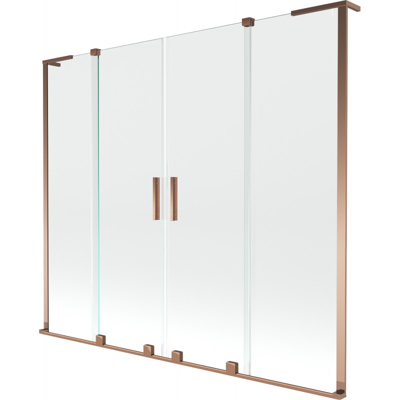 Mexen Velar L Duo parawan nawannowy 2-skrzydłowy rozsuwany 170 x 150 cm, transparent, różowe złoto - 896-170-003-02-60