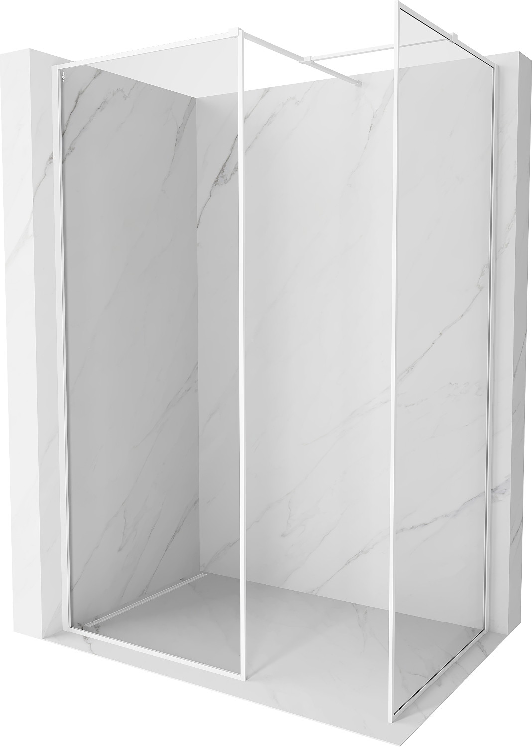 Mexen Kioto-F ścianka prysznicowa Walk-in z ramką 100 x 70 cm, transparent 8 mm, biała - 800-100-202-04-20-070