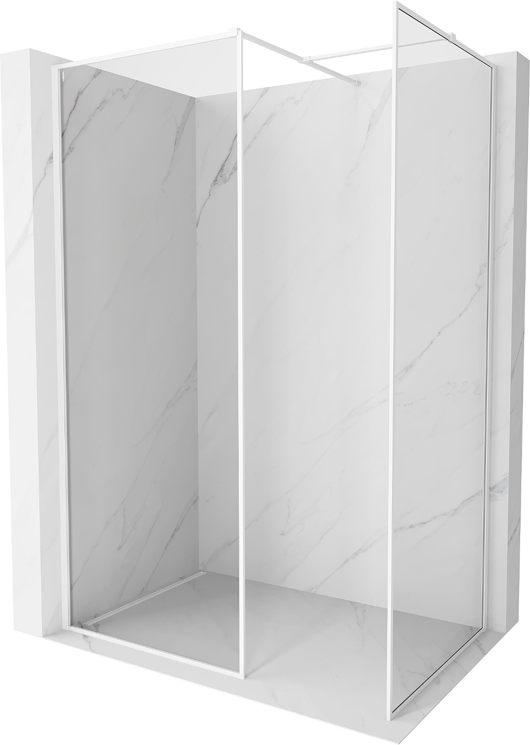 Mexen Kioto-F ścianka prysznicowa Walk-in z ramką 135 x 80 cm, transparent 8 mm, biała - 800-135-202-04-20-080