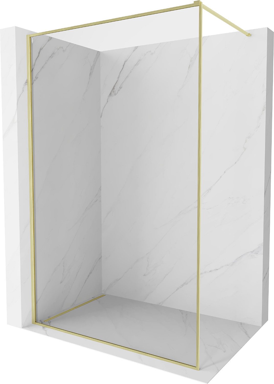 Mexen Kioto-F ścianka prysznicowa Walk-in z ramką 90 x 202 cm, transparent 8 mm, złota szczotkowana - 800-090-104-55-00