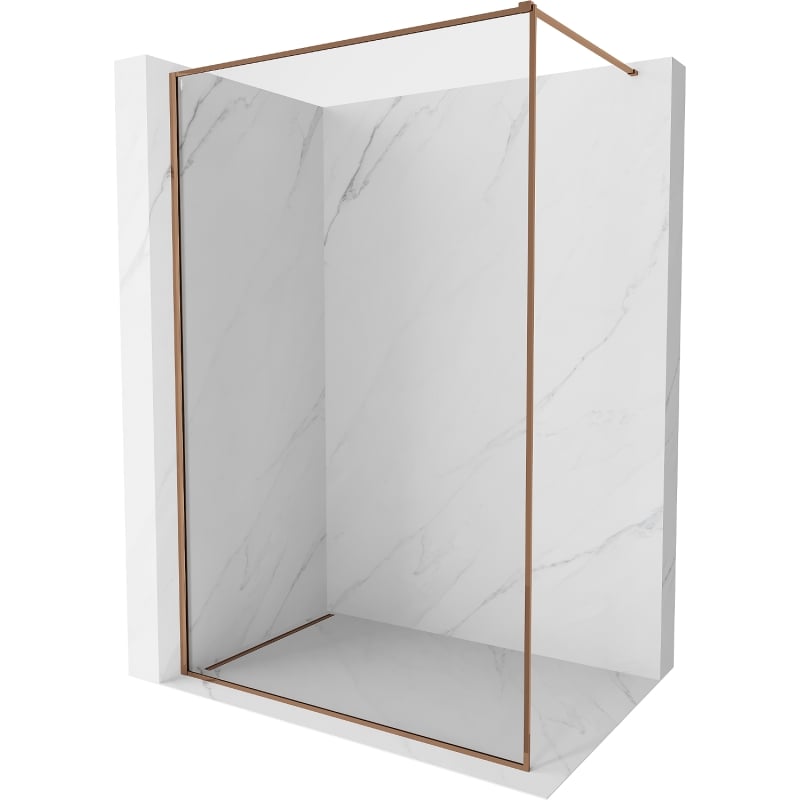 Mexen Kioto-F ścianka prysznicowa Walk-in z ramką 65 x 202 cm, transparent 8 mm, różowe złoto - 800-065-104-60-00