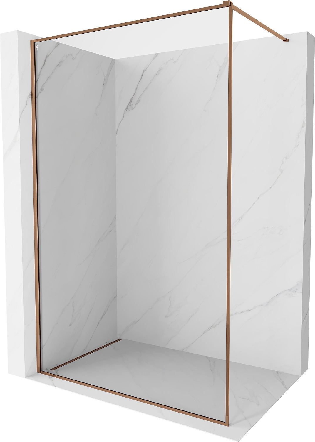 Mexen Kioto-F ścianka prysznicowa Walk-in z ramką 65 x 202 cm, transparent 8 mm, różowe złoto - 800-065-104-60-00